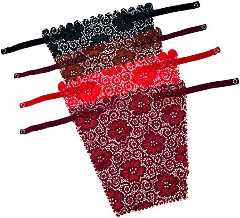 TZSJGL Pack of 4 Mock Camisole Panel Bra Inserts, Clip-on Snappy Cami, Full Lace (Metal Button)