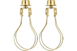 WEAVERBIRD 2 Pack Lamp Shade Holder, Gold Round Light Bulb Holder, Lamp Shade Light Bulb Clip Adapter with Shade Attaching Fi