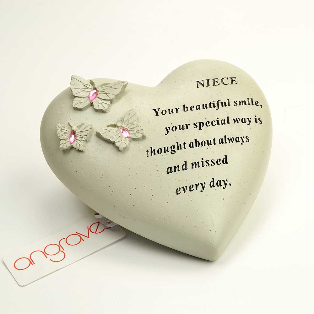 Angraves Special Niece Butterfly Gem Heart Graveside Memorial Ornament Plaque