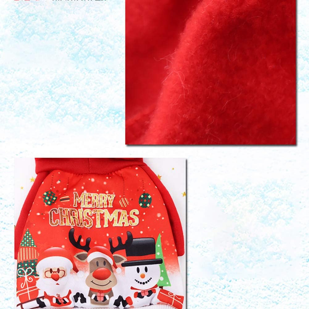 Autumn Winter Christmas Pet Puppy Hoodied Sweatshirts Dog Clothes Costume for Chihuahua Cat, Red - Image 5