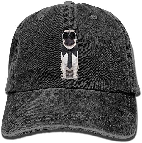 Pmaoutzl6468 Cool Looking Dog Tie and Big Fancy Black Sunglasses Funny Canine Anima Comfortable Cowboy Hat Chapeau Black