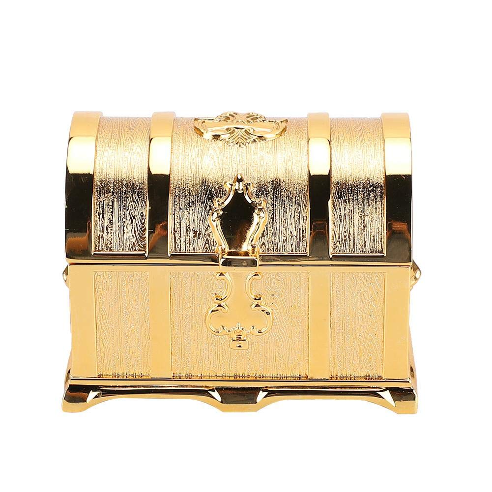 Wandisy May Gifts Golden Retro Treasure Chest Jewelry Box Pirate Style Jewelry Container, Golden European Style Retro Treasure Chest Jewelry Box Pirate Style Jewelry Container