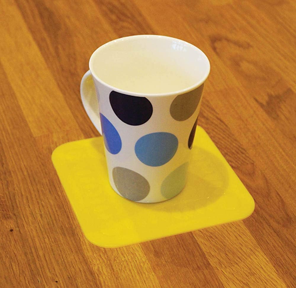 Aidapt Yellow Non Slip Heat Proof Extra Large Coaster Mat Square 14x14 cm for Bowls Vases, Coffee, Tea, Beer, Mug - Image 4