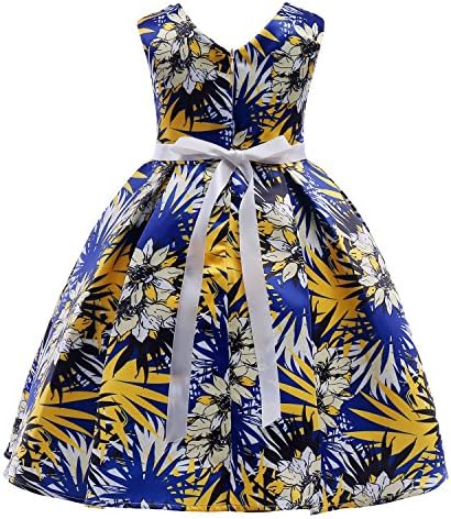 OURDREAM 2-9T Flower Girls Dresses Kids Floral Print Pageant Dress