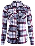 Ladies' Code Women's Knit Plaid Button Down Shirt Roll Up Sleeve