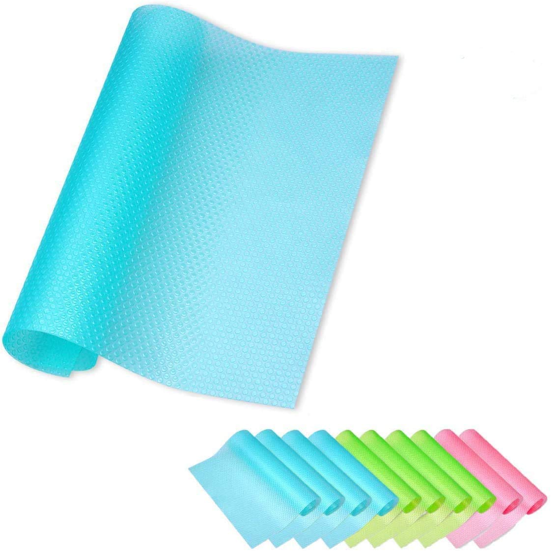 AUSYDE Fridge Mat, 10 PCS Refrigerator Pad Salad Veg Fresh Liner, Silicone, Non-Slip, Washable, DIY, 3 Mixed Colors, 45*29cm