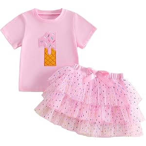 Lulalobinoca Donut Birthday Outfit Girl Birthday Shirt and Tulle Skirt Set | 1st 2nd 3rd 4th 5th Birthday Girl Outfit,Birthda