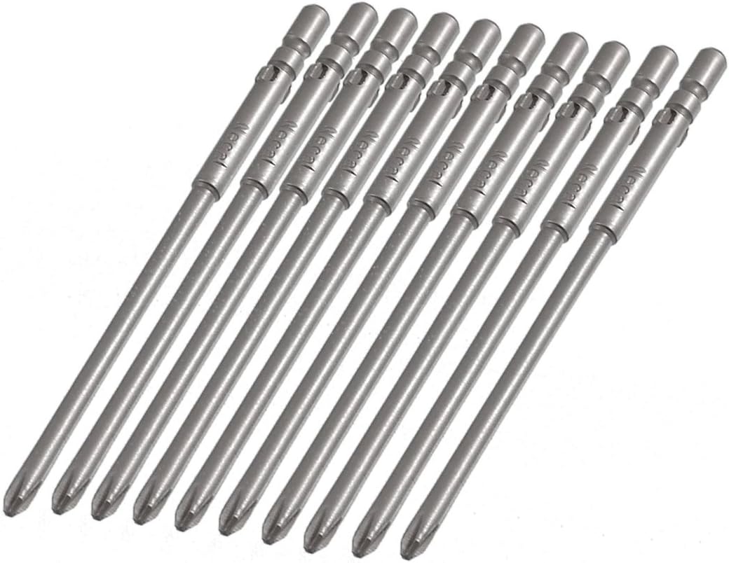 Sourcingmap 10 Pcs 4mm Shank 80mm Length 3mm Phillips PH1 Magnetic Screwdriver Bits, 4mmx80mmx3.0mmxPH1