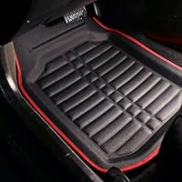 FH Group Tray Style Car Mats F14409REDBLACK Deep Tray All Weather Floor Mats, 4 Piece