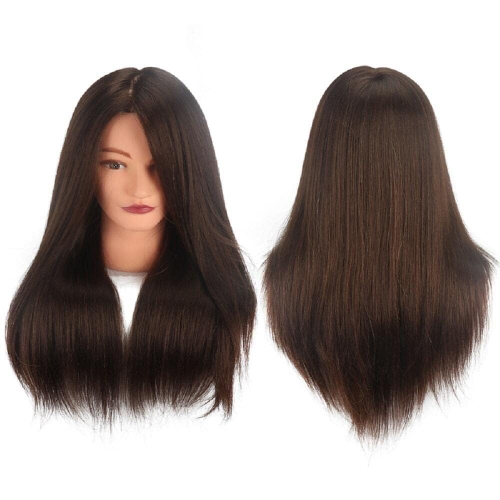 18 Inch 100% Human Hair, Brown and Black, Two Hair Colours, Barber's Sport Head Model with Long Hair Styling (brown hair) โ image 1