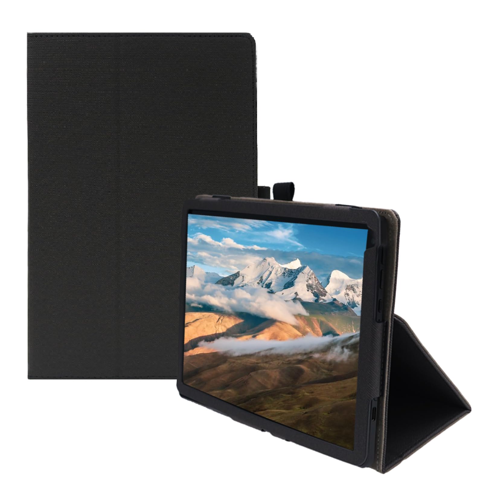 elfofle Case for Doogee T20s Case / T20 Rotation Tablet Case Protective Cover Faux Leather Tablet Flip Case Cover with Stand Function Black