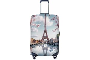 VQUVQV Travel Luggage Covers for Suitcase, Suitcase Cover Protector Fits 18-32 Inch Luggage, Paris Eiffel Cherry Blossom, Lar