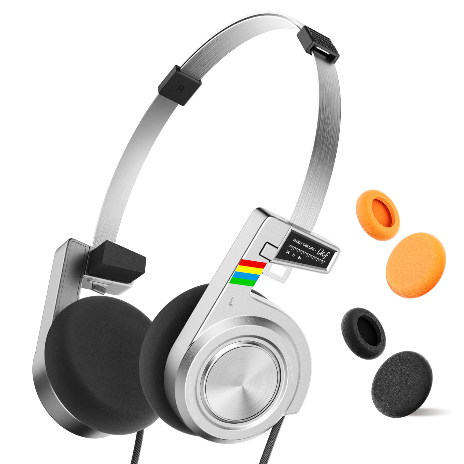 Photo 1 of iKF R3 Classic Retro Bluetooth Headphones, Foldable Lightweight Wireless Headset,Vintage, Volume Control,60 Hours Playback, Noise Isolation, with Microphone, Throwback 80s 90s Design(Slivery)