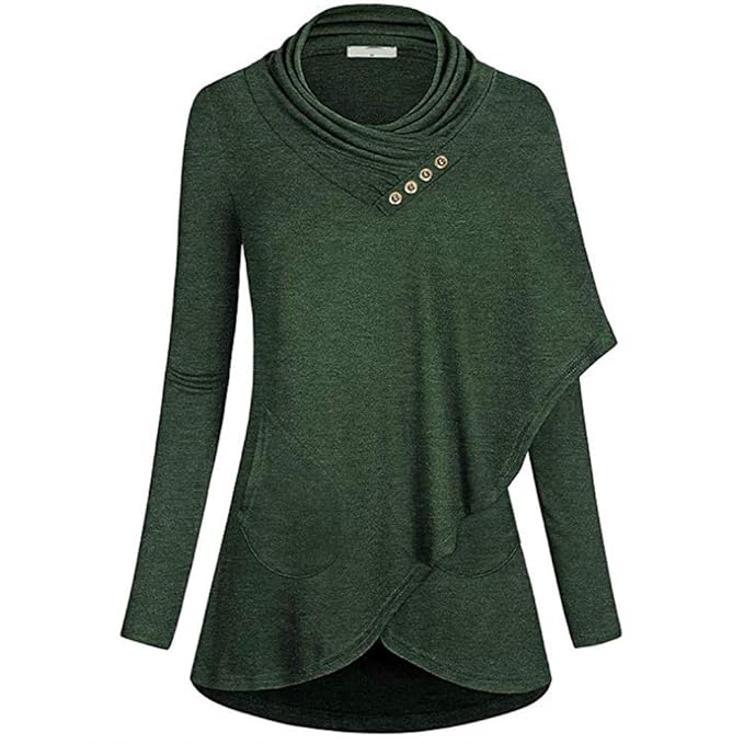 JUSTSELL ? Pullover?Vintage Mantel Einfarbiges Langarm-Lätzchen Mit Taschenoberteil Einzelner Pullover Im Arabischen Stil