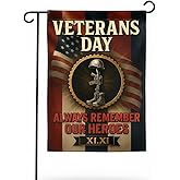 FLAGMEUP8386 Memorial Veteran Garden Flag 12x18 In Doublesided Always Remember Our Heroes US Military Service Tribute Display for Veterans Day Memorial Day Patriot Day Outdoor Yard Cemetery Decor