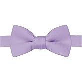 BELLUNO Solid Bow Tie Pre-Tied for Men and Boys, Cotton and Linen Blended Bowties