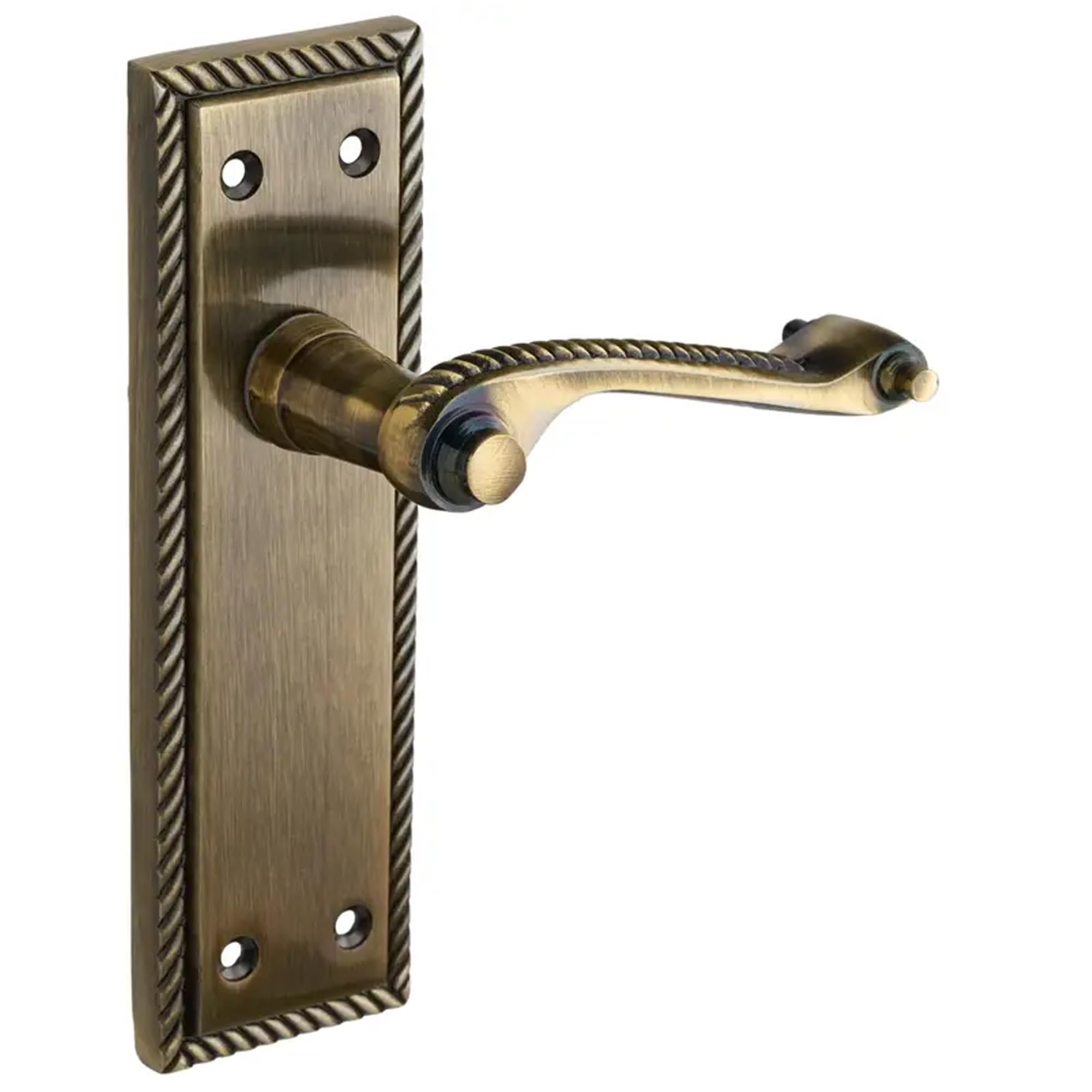 Designer Levers - Georgian Roped Design Lever Door Handles - Antique Brass - 1 Pair - Latch Door Handle - Interior Use - Long Latch
