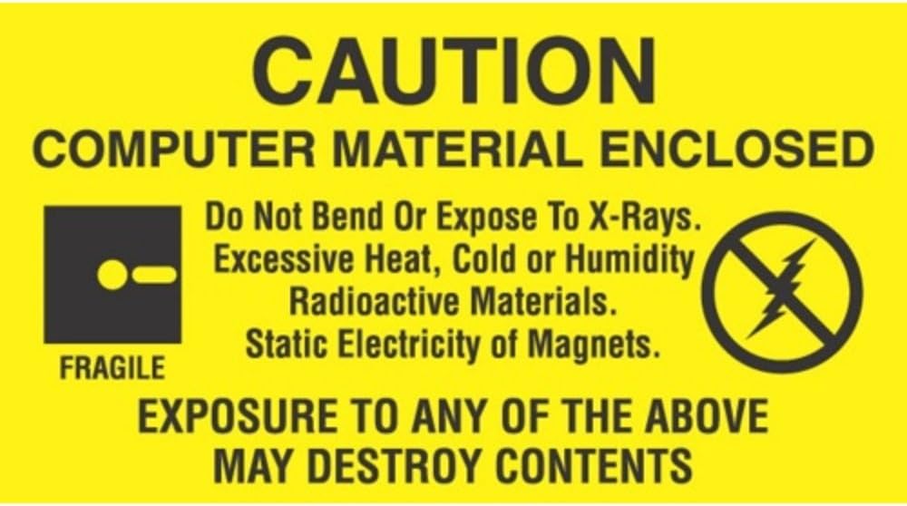 StaticTek LB9191 Grounding Label Series ESD Warning Stickers ESD Caution Labels for ESD Safe Work Surfaces"Caution Computer Material Enclosed DO NOT Bend.Destroy Contents", 1-1/2"x3" | TT_LB9191