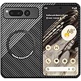 FLURIKA Magnetic Case for Google Pixel Fold Case Compatible with MagSafe Charger Carbon Fiber Slim Ultra Thin Aramid Fiber Anti-Scratch Shockproof Phone Case, Black&Silver