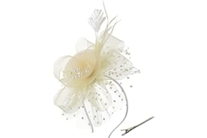 QIYIFAN Women's Feather Mesh Flower Fascinator with Headband and Clip Wedding Tea Party Kentucky Derby Fascinator Hats