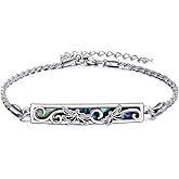 AXOMY Dragonfly Bracelet Sterling Silver Dragonfly Abalone Shell Bracelet Dragonfly Pendant Jewelry For Women