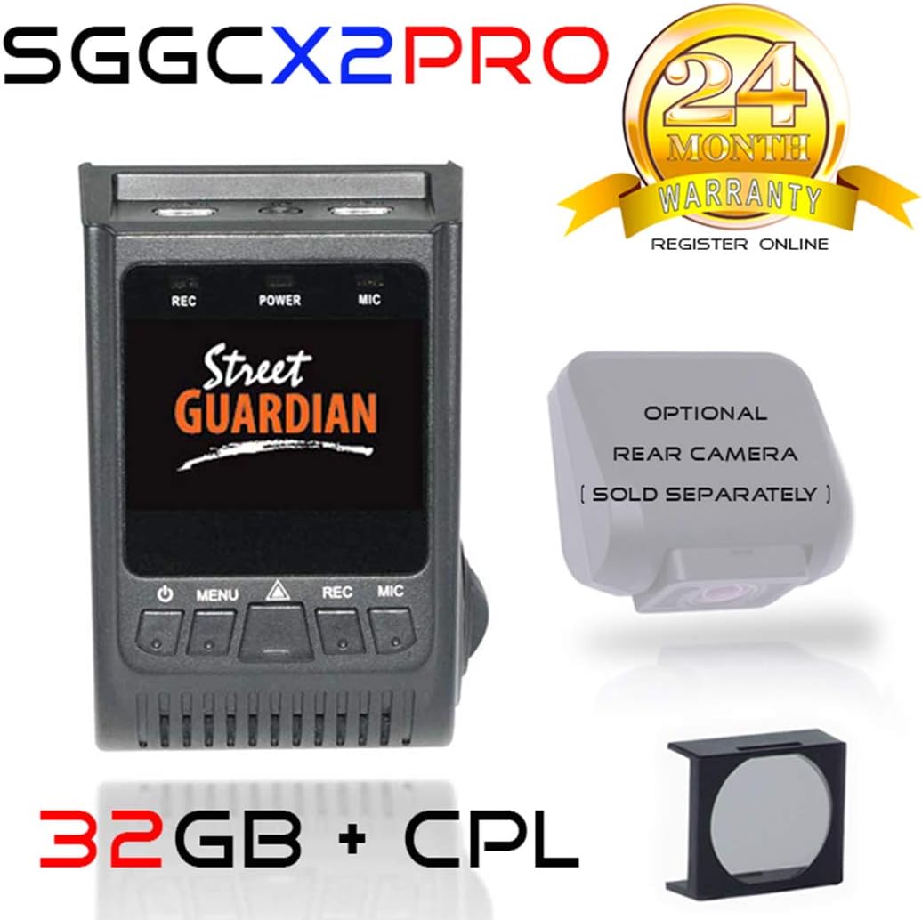 32GB Street Guardian SGGCX2PRO Sony IMX-291 Exmor-R Sensor, WDR, USB OTG Android Card Reader GPS CPL Filter
