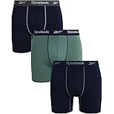 Reebok Mens Boxer Briefs - 3 Pack 6'' Inseam Moisture Wicking Mens Underwear Tag Free Boxer Briefs with Contour Pouch