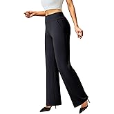 FireSwan Womens Dress Pants Stretchy Wide Leg Work Pants Business Casual Trousers Pull On Office Slacks with 4 Pockets