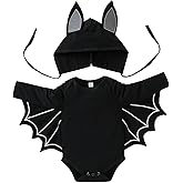 TIMOGG Newborn Baby Boys Girls Halloween Outfit Bat Romper Bodysuit Jumpsuit Hooded Clothes