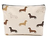 DHKG Dachshund Gifts Makeup Bag Sausage Dog Cosmetic Bag Weiner Dog Gifts for Women Girls Friend Dog Lovers Niece Daughter Travel Organizer Zipper Pouch Graduation Birthday Friendship Gifts