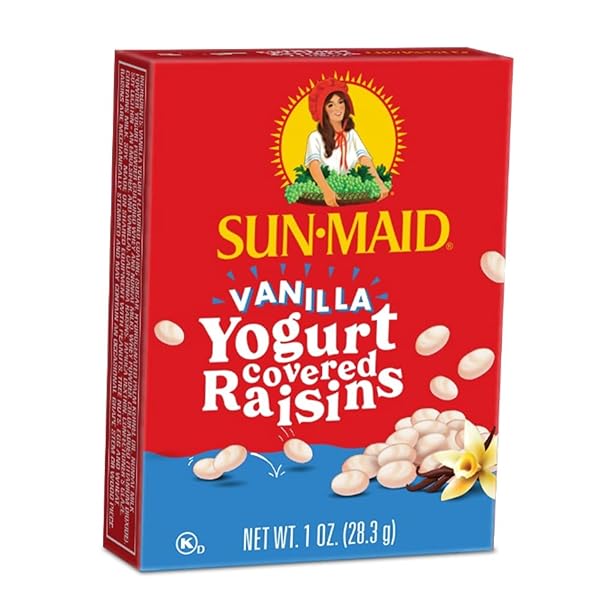 SUN-MAID VANILLA YOGURT COATED RAISINS – (6 PACK) 1 OZ SNACK-SIZE BOX – YOGURT COVERED DRIED FRUIT FOR LUNCHES AND BACK TO SCHOOL SNACKS