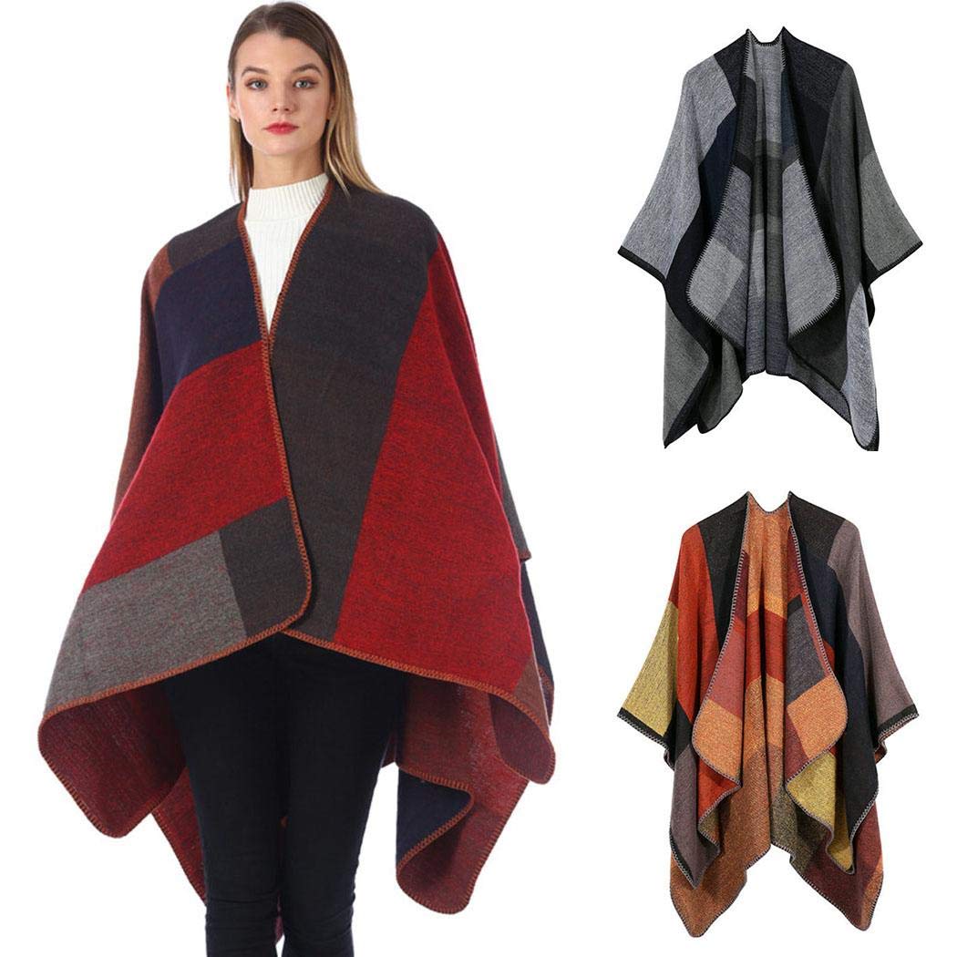 XioNiu Women Fashion Patchwork Loose Winter Warm Wraps Cloak Shawl Cold Weather Scarves & Wraps