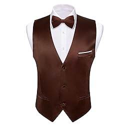 Barry.Wang Mens Dark Brown Formal Suit Vest V-neck