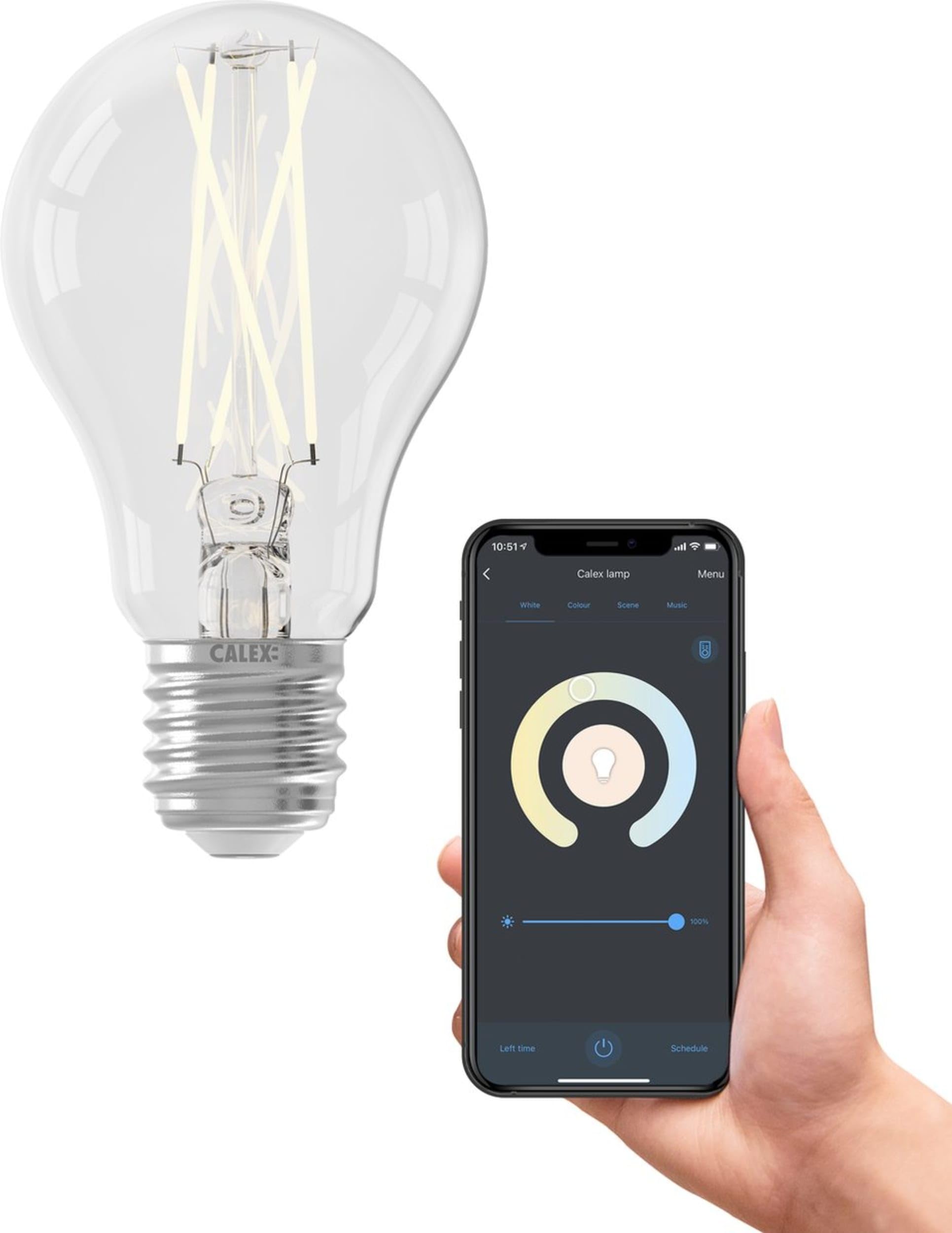 CALEX Smart Filament Lamp, E27 Smart Vintage Light Bulb, Bright, Alexa Compatible, 7 W, Dimmable, Warm White, WLAN Lamp