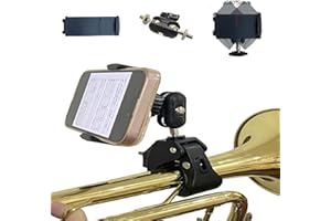 MOCEKSON Adjustable Trumpet Phone Music Lyre, Marching Band Adjustable Brass Clip Phone Holder for Trumpet, Oboe & Clarinet, 360°Rotation & Durable Lightweight Design for Musicians,Performers,Practice Sessions