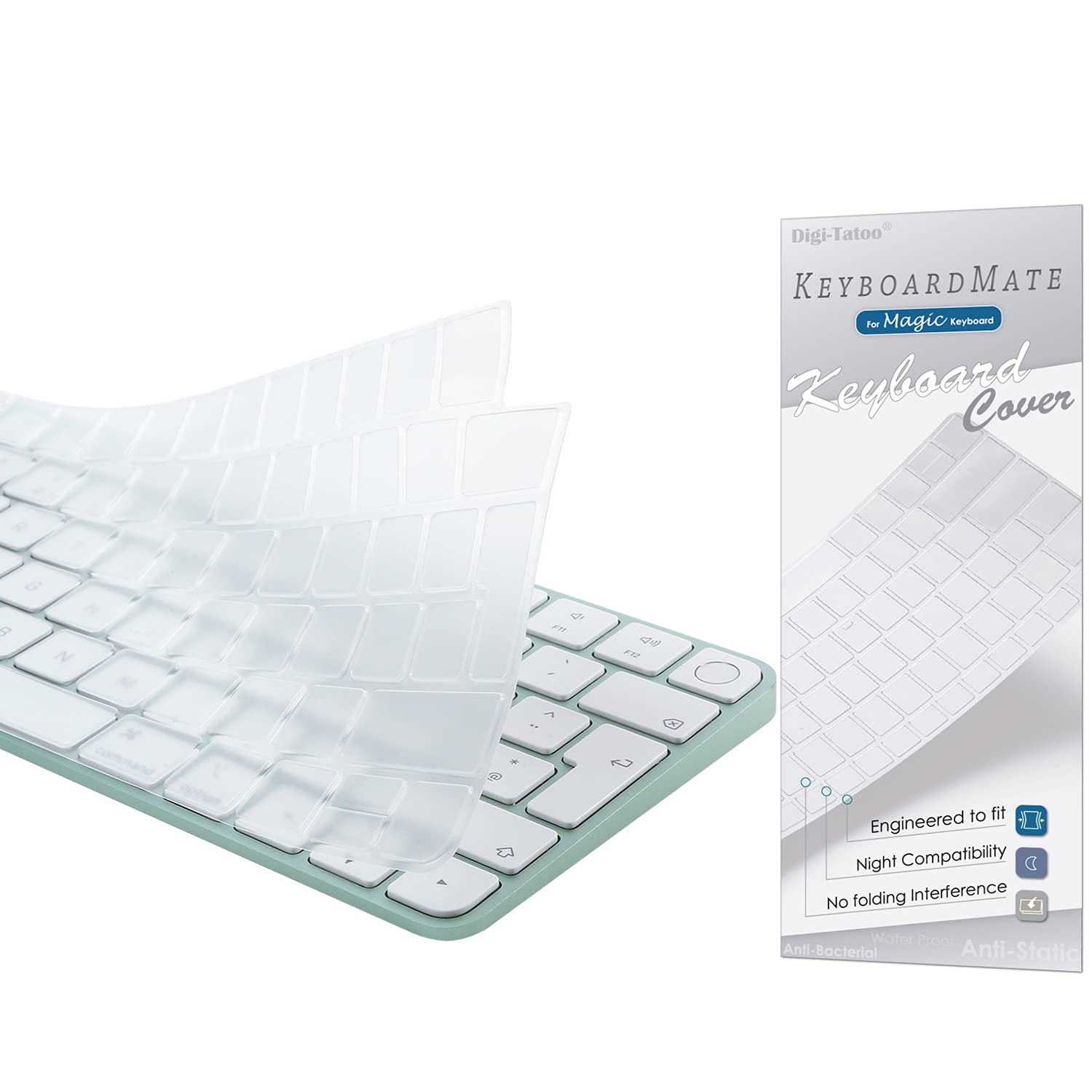 Digi-Tatoo Keyboard Cover for 2024 Magic Keyboard for Mac(A3118/A3203)/2021 Imac Magic keyboard (A2449/A2450) (Europe/British layout) - Thin, Protective and Clear Keyboard Protector Skin, transparent
