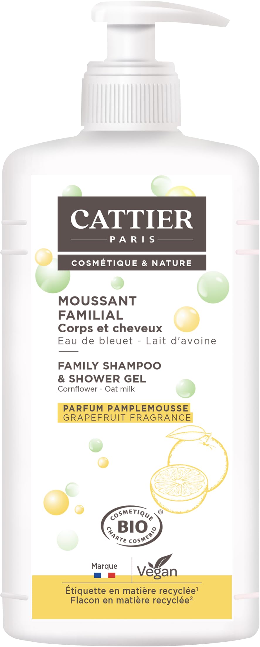 Cattier Organic Family Foam with Grapefruit Fragrance 1 L