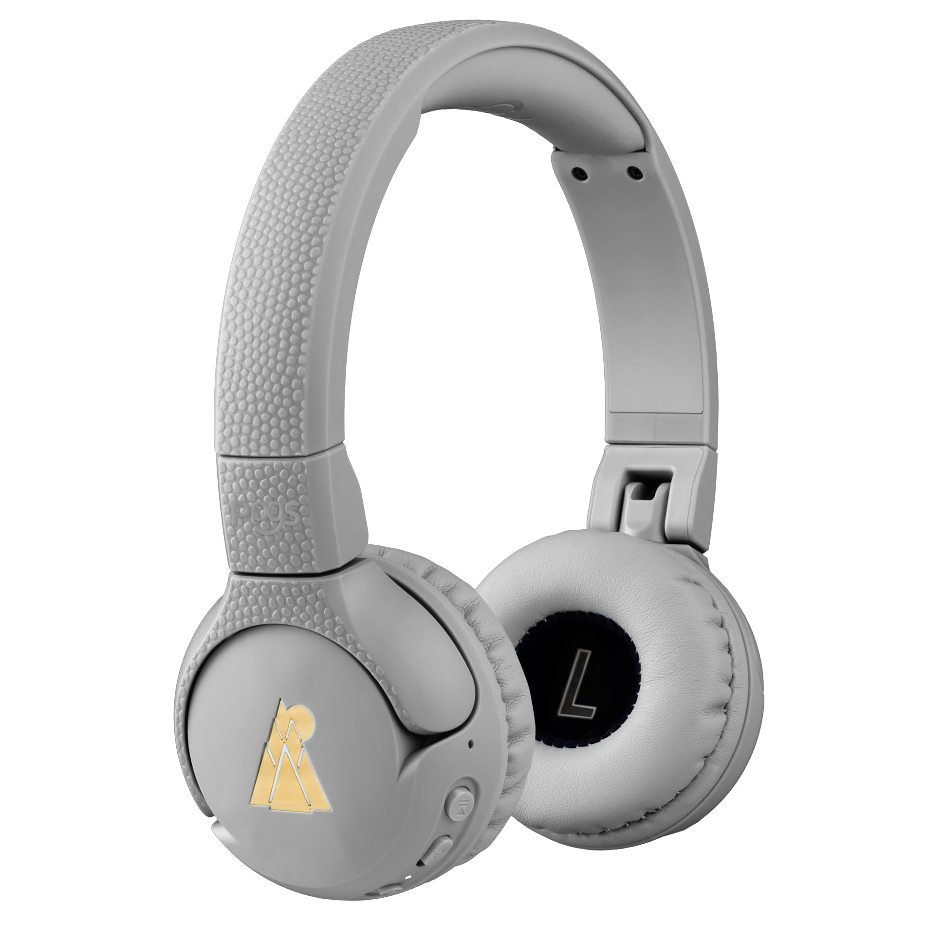 POGS Bluetooth wireless kids headphones | The Gecko 2 | Adjustable, foldable, durable headphones for kids 3+ | Volume limited 85 dB | Microphone | On-Ear | Wireless music-sharing function (rGrey)