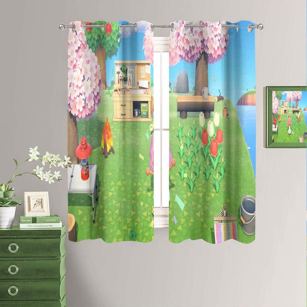Blackout Curtain Panels for Bedroom Animal Crossing New Horizons Game