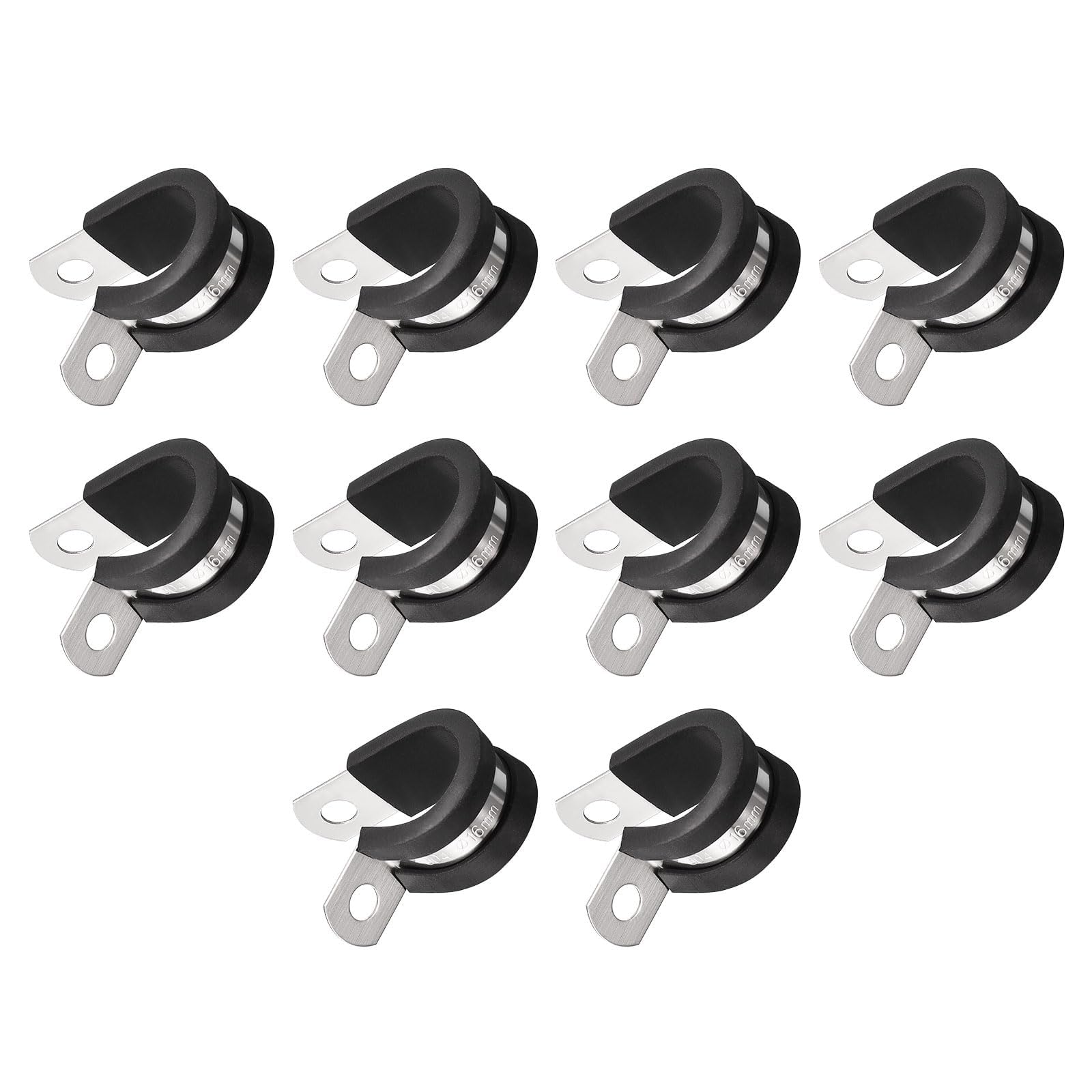 Unifizz 20Pcs 5/8 Inch(16mm) Cable Clamp, Rubber Cushioned Insulated Clamp 304 Stainless Steel R Shape Bracket Metal Hose Clamp Tube Holder for Pipe Wire Tube