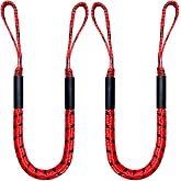 Bungee Dock Line, Mooring Rope, Marine Anchor Line - Accessory for Docking Pontoon Boats, Seadoo, Bass Boat, Jet Ski, Kayak, Watercraft, WaveRunner (Red) 4-5.5FT