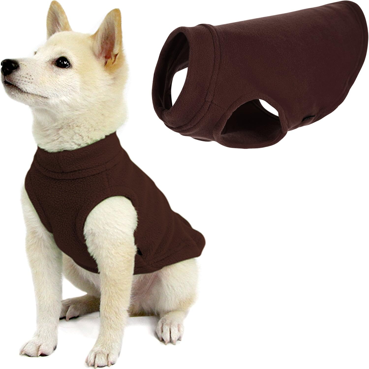 Gooby - Stretch Fleece Vest Pullover Fleece Vest Jacket Jumper for Dogs Brown XS