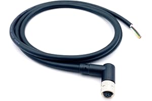 FOWIUNYE 1.64ft M8 8 Pin Single Female Connector Cable, A Code Right Angle Molding Wire Female Aviation Sensor Electrical PVC Cable Industrial Molded Wire AWG24 (0.5Meter)