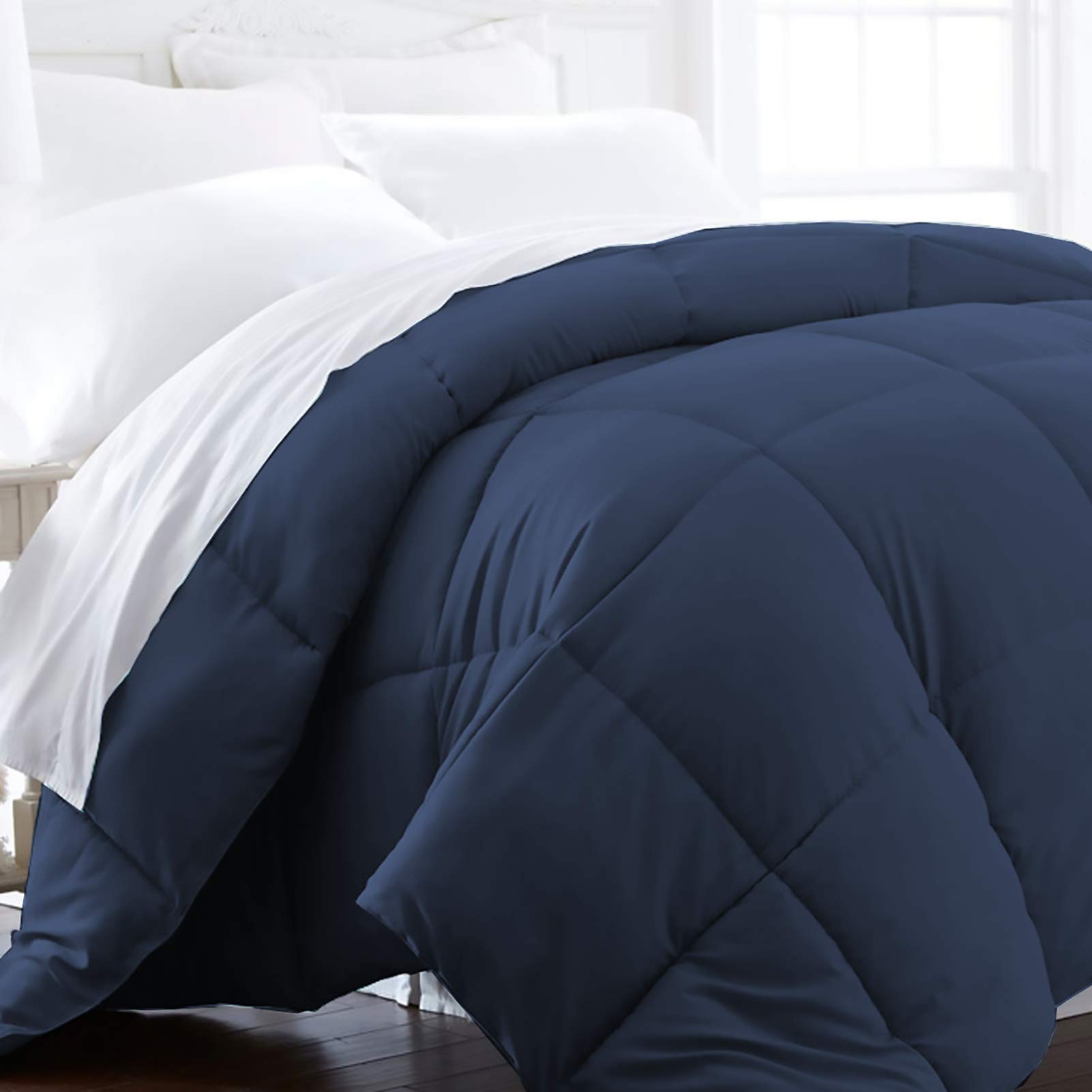 Photo 1 of 1600 Series Lightweight Goose Down Alternative Comforter Full/Queen / Navy Blue