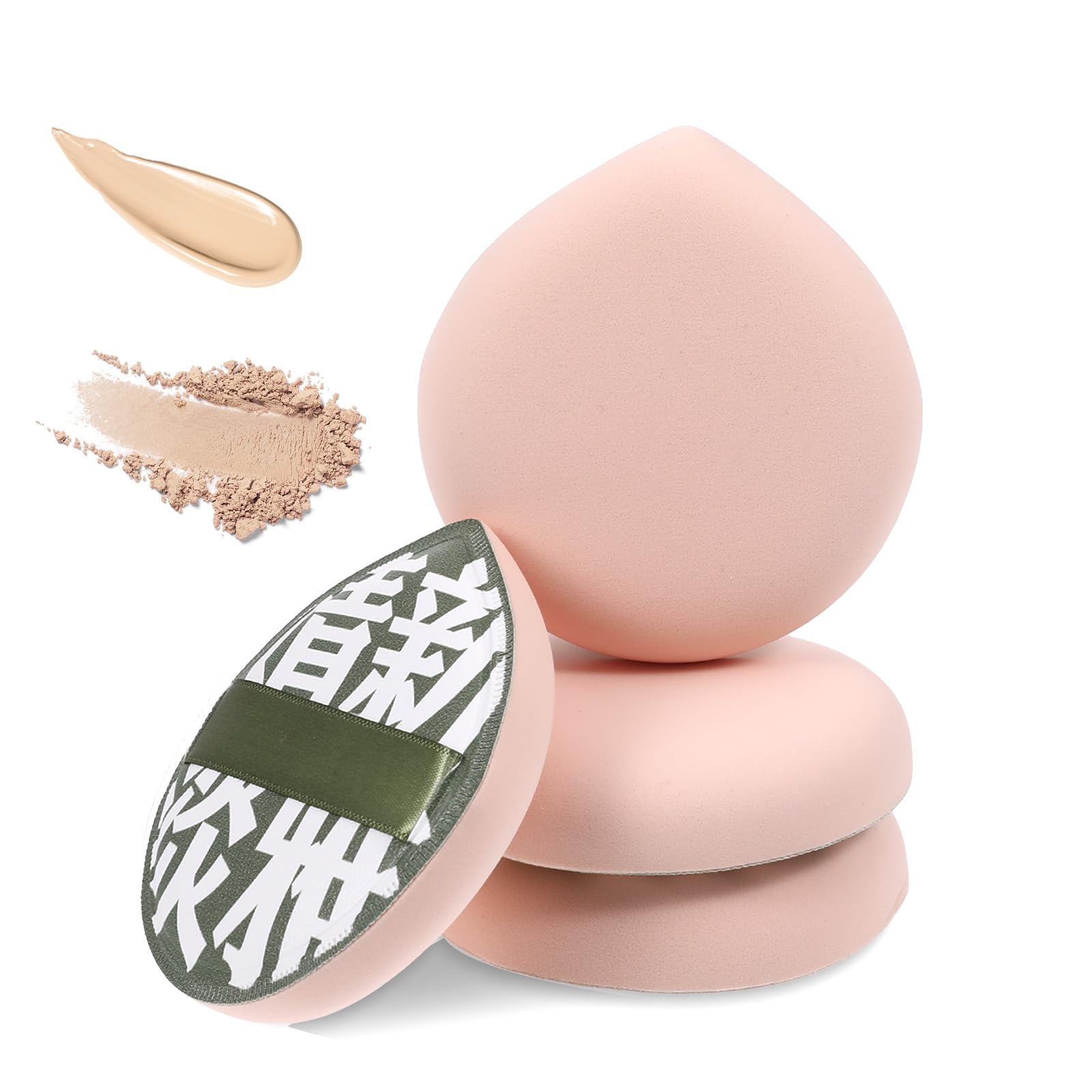 4 Pcs Korean Makeup Sponge Puff for Foundation Concealer and Powder Teardrop Setting Powder Puff Makeup Cushion Foundation Sponge for Liquid, Cream(Large Size) - B