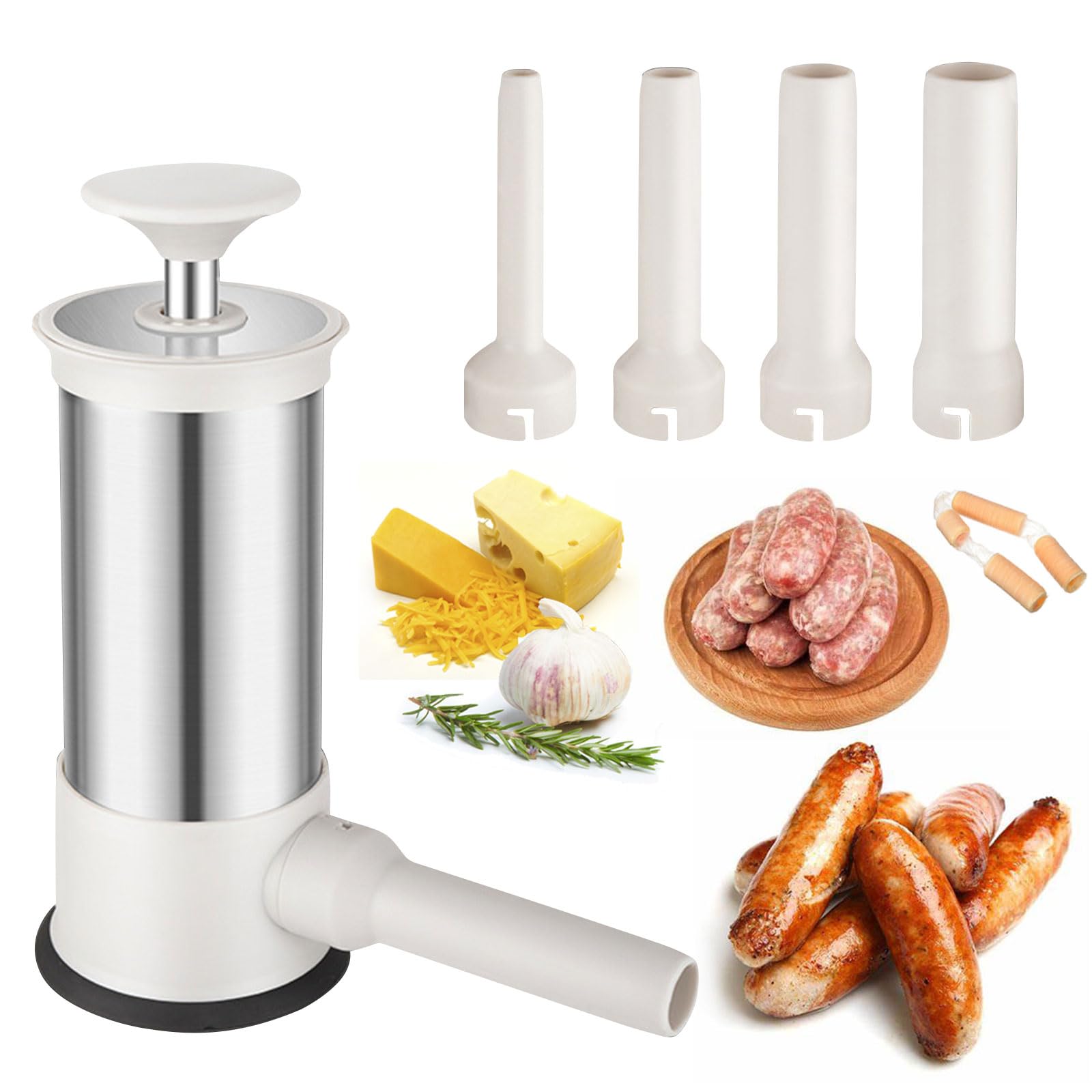 Photo 1 of Manual Sausage Stuffers, 2.2-Pound Household Vertical Sausage Makers with 4 Stuffing Nozzles for Homemade Sausage and Faster Ground Meat Filling