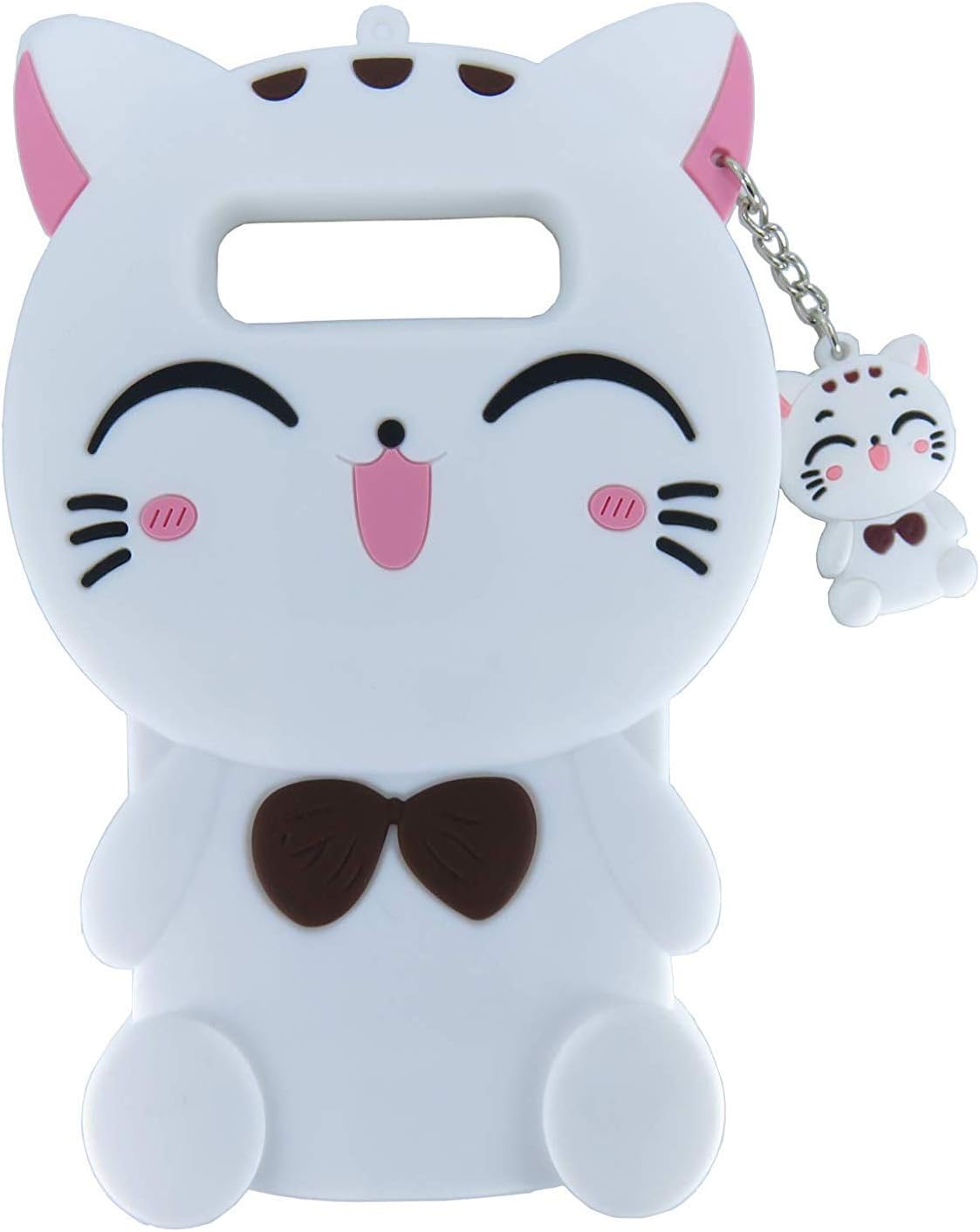 Maoerdo Galaxy S10 Plus Case, 3D Cartoon Silicone Lucky Fortune Cat Kids Girls Animals Soft Rubber Shockproof Protector Shell Skin for Samsung Galaxy S10+ Plus 6.4 Inch (2019) - White Bow Tie Cat