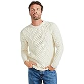 Aran Woollen Mills Eireann Mens Irish Cable Knit Sweater, 100% Super Soft Merino Wool, Made in Ireland
