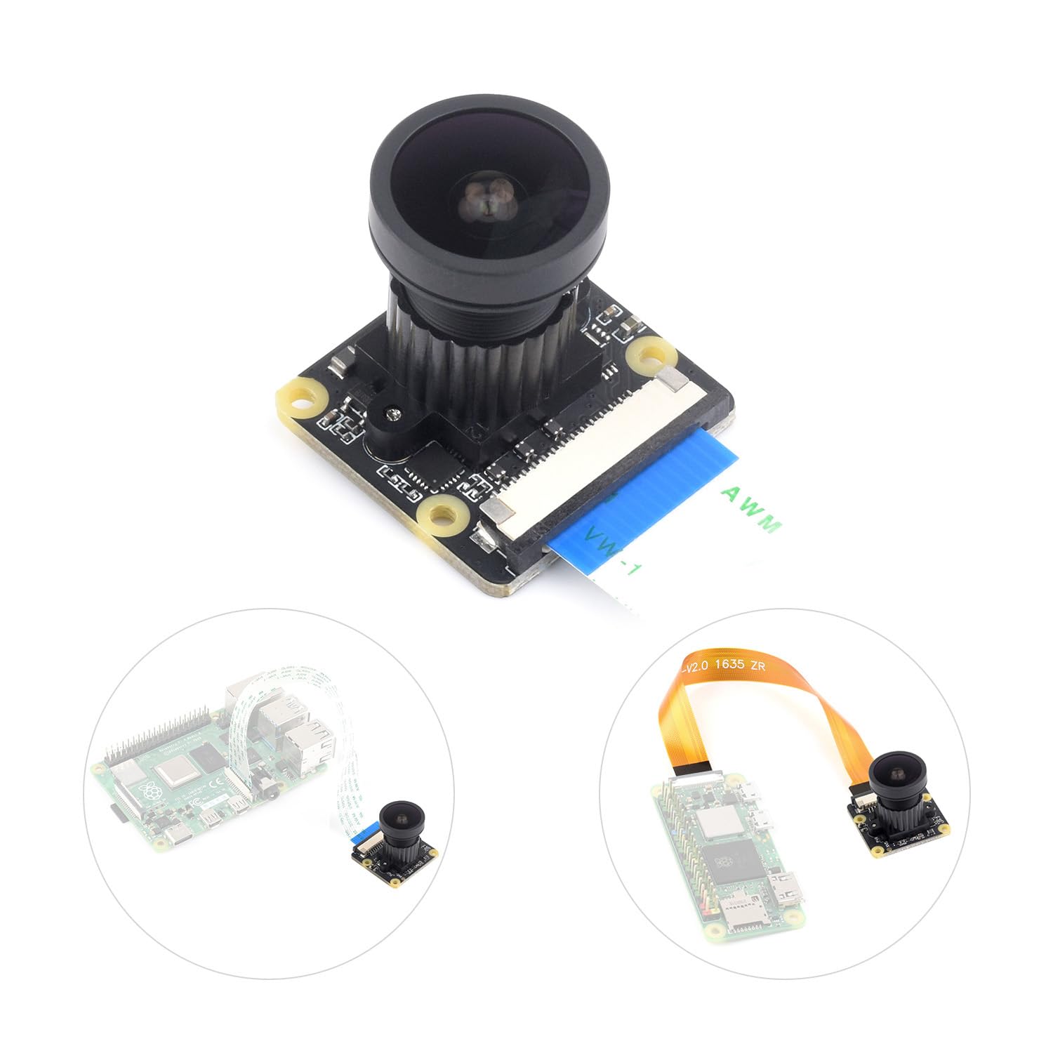 Waveshare IMX477-160 12.3MP Camera with 160°FOV 4056 × 3040 Resolution for Jetson Nano Developer Kit B01/Jetson Nano 2GB Developer Kit, Compatible with Raspberry Pi 5 /Pi4/CM4
