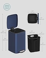 SONGMICS Kitchen Bin 20 L Steel Pedal Bin with Inner Bucket Midnight Blue view 8